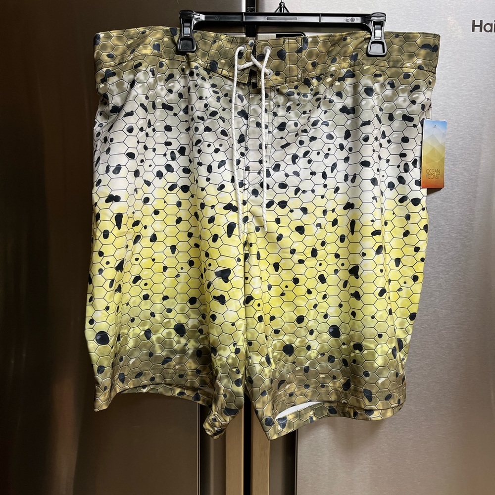 Ocean Coast Olive Mahi Skin swimming trunks. NWT. XXL